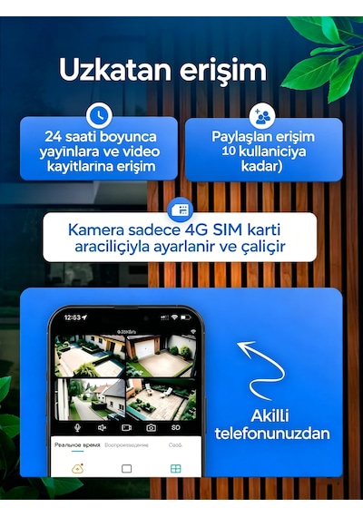 4k 3 Lens 4g Sım Kartlı Güvenlik Kamerası V380 Pro 360 Ptz Kablosuz Dış Mekan Ip66 Renkli Gece Görüşü Hareket Sensörü Cctv Kamera