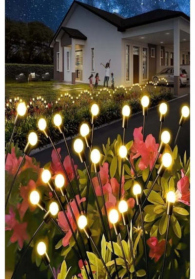 2 Adet 8 Led Li Güneş Enerjili Ateş Böceği Balkon Bahçe Lambası 2 Adet
