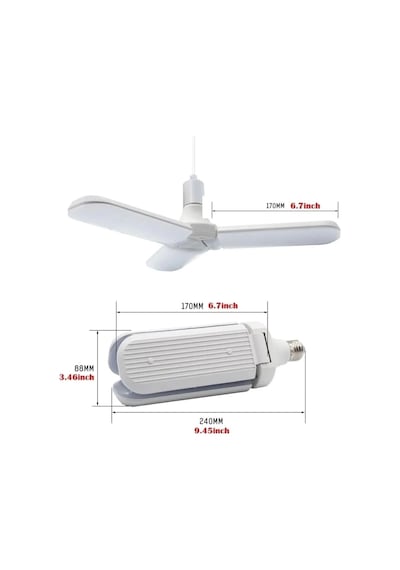 Pervane Ampül 40 W 3 Kollu Katlanır Pervane Led Ampül Tasarruflu Kanatlı Led Beyaz Işık E27 Led Ampu
