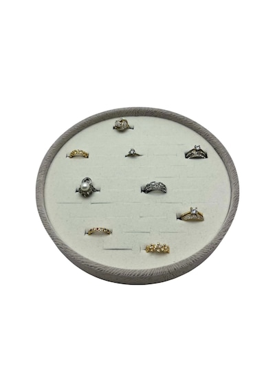 Silindir Model Süet Kumaş Gri Renk 20/20 Cm Batırmalı Küpe-piercing Tablası Desenli Çok Renkli