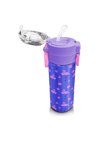 Coral High Kids Lavanta Pembe Flamingo Desenli Pipetli Ve Direkt İçim Çelik Termos 500 Ml 31905 Lavanta - Sarı