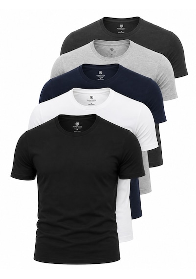 Piano Luce Erkek 5 Li Paket T-shirt Kısa Kollu Bisiklet Yaka Regular Fit 5 Renk Seçenekli Çok Renkli