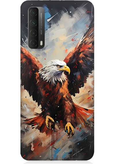 Huawei P Smart 2021 Uyumlu Silikon Kılıf Beyaz Başlı Siyah Kartal