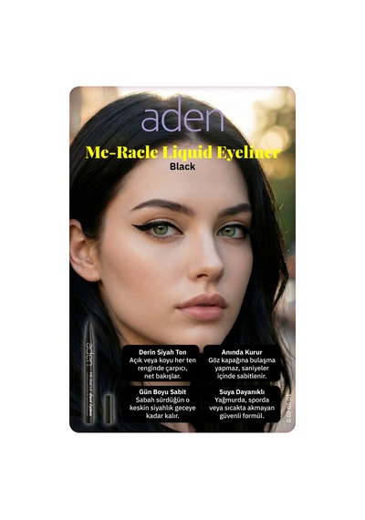 Aden Me-racle Liquid Eyeliner - Likit Eyeliner 01 Black Siyah Diğer