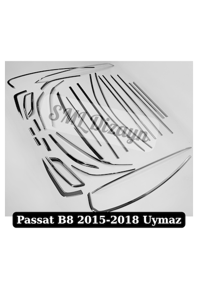 Vw Passat B8.5 Uyumlu Komple Krom Aksesuar Seti - Cam, Kapı, Panjur Ve Bagaj Çıtası 30 Parça 2019-2023