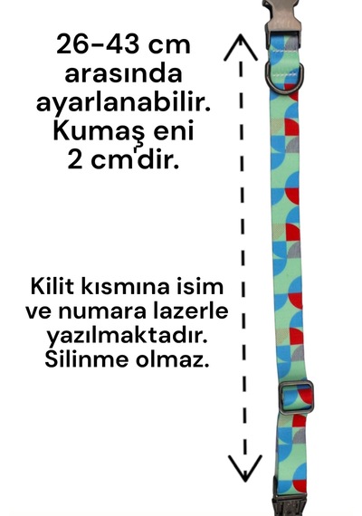 Caramelos Köpek Tasması-küçük Irk Ve Orta Irk İsimli Tasma 02 Mavi - Yeşil