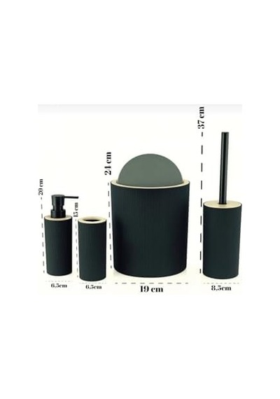 Quardi Banyo Seti Modern Çizgili - 7 L Kova 4 Parça Banyo Çöp Kovası Ve Aksesuar Seti Beyaz