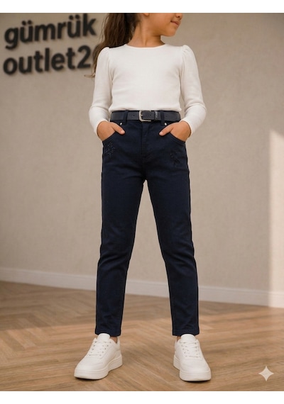 Kız Çocuk Gabardin Pantolon Lacivert