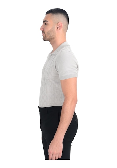Cengiz İnler Desenli Merserize Polo Yaka Erkek Triko T-shirt 001
