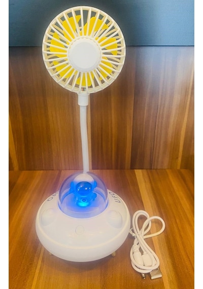 Fanlı Gece Lambalı Şarjlı Usb'li Soğutucu Yaz Sıcaklarına Karşı S