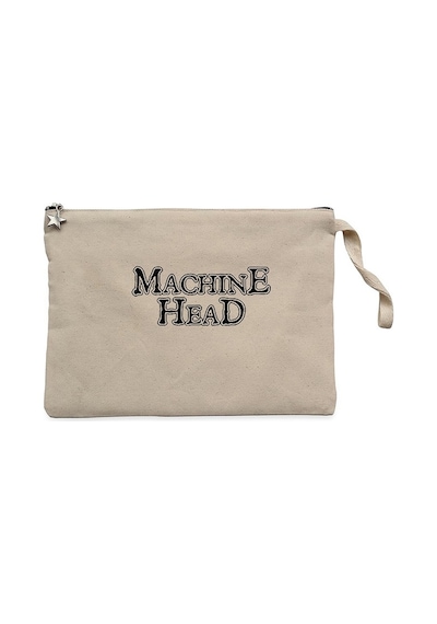 Machine Head Text Krem Clutch Astarlı Cüzdan / El Çantası Krem