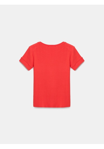 DİLVİN 32637 Bisiklet Yaka T-shirt-kırmızı