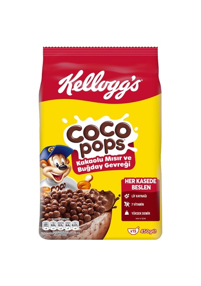 Kellogg's Coco Pops Kakaolu Mısır Ve Buğday Gevreği 450 G - 7 Adet Tarı