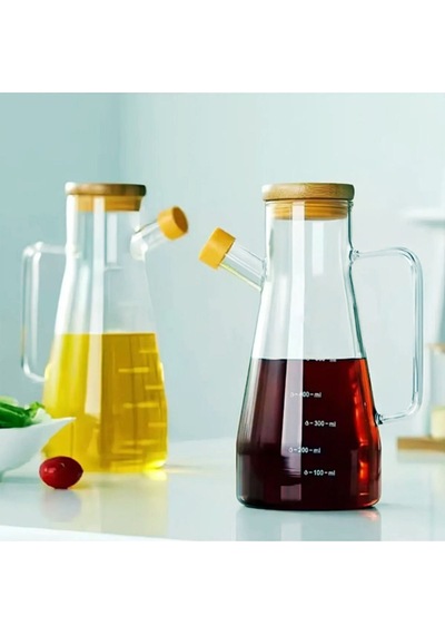 2'li Bambu Standlı Masterchef Yağlık Sirkelik Set Borosilikat/bambu Bambu