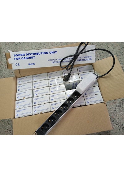 19" 1U 6'Lı Schuko Sigortalı Alüminyum Rack Kabin PDU(25 ADET)
