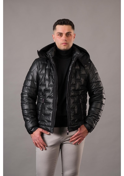 Regular Fit Kapşonlu Astarlı Kapitone Erkek Mont 001