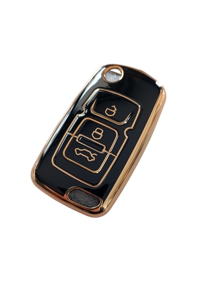 Geely Emgrand Uyumlu Nano Anahtar Kılıfı Kumanda Kılıfı Oto Anahtarlık Siyah Gold