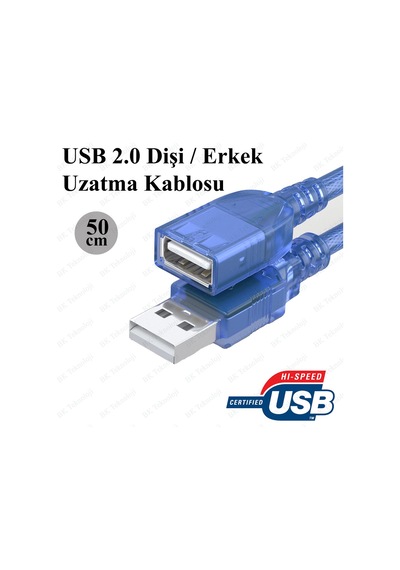 0.5 Metre - 50Cm Usb 2.0 Dişi/Erkek Uzatma Kablosu