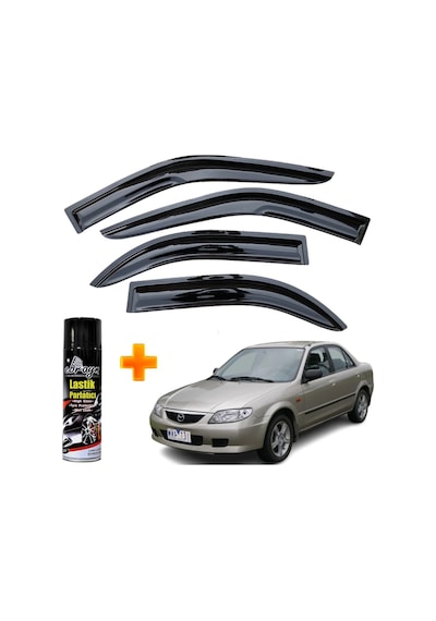 Mazda 323 Bj Kasa Mügen Cam Rüzgarlığı Sedan 1999-2003 Arası 4 Lü Takım +500ml Lastik Parlatıcı