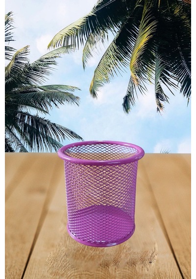 Masaüstü File Metal Kalemlik 10 Cm Pembe Çok Renkli