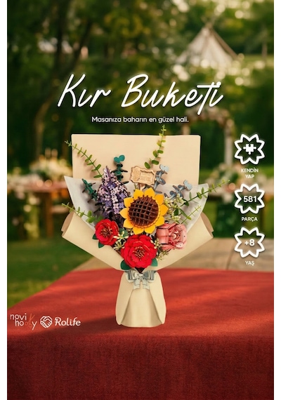Ahşap Kır Buketi 3d Puzzle Ahşap Minyatür Maket Kiti Dıy Kendin Yap
