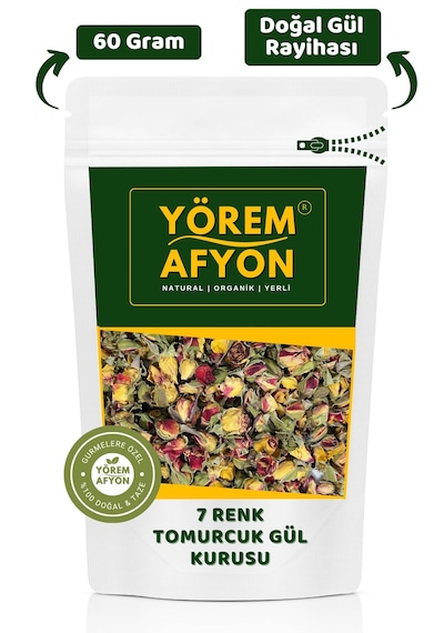 Yörem Afyon Doğanın Gökkuşağı Esintisi 7 Renk Hakiki Tomurcuk Gül Kurusu Rosa Damascena 60gr.