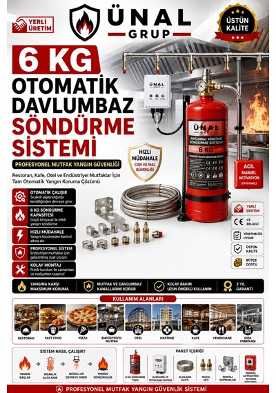 6 Kg Davlumbaz Yangın Söndürme Sistemi Otomatik Mutfak Güvenliği Araç Oto Muayene
