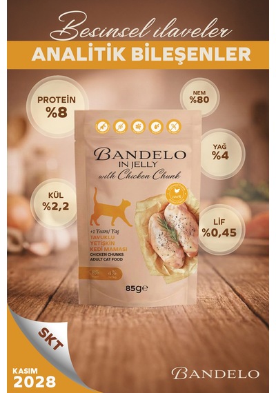 Tavuklu Yetişkin Kedi Yaş Maması - Jöle İçinde %100 Hayvansal Proteinli Düşük Yağlı, 85 Gr X 24 Adet