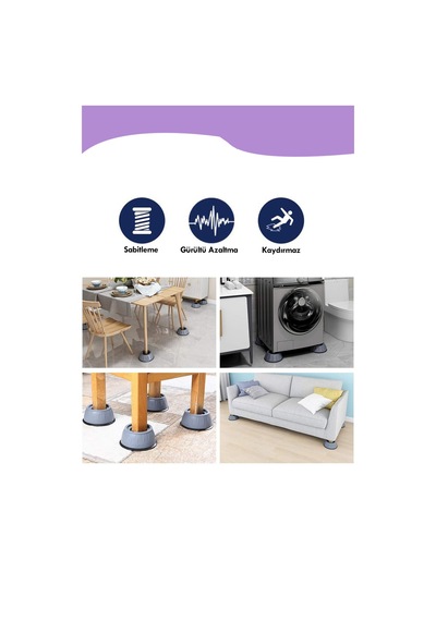 Masa Sabitleme 4lü Ayak Seti Kaydırmaz Stoper Güçlü Vantuz Pratik Çözümler Mutfak Banyo Güvenlik Gri Diğer