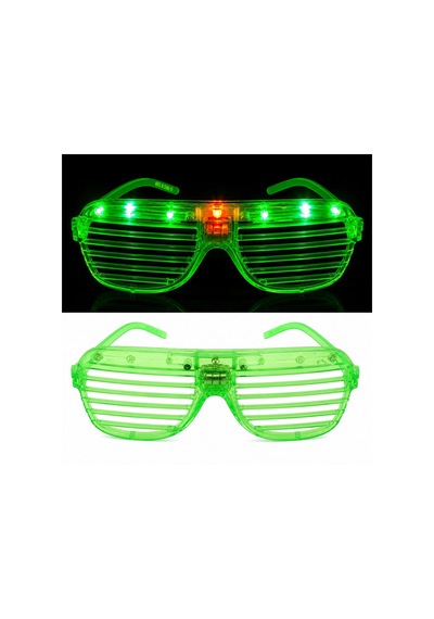 Led Işıklı Panjur Parti Gözlüğü Yeşil Renk Shutter Gözlük