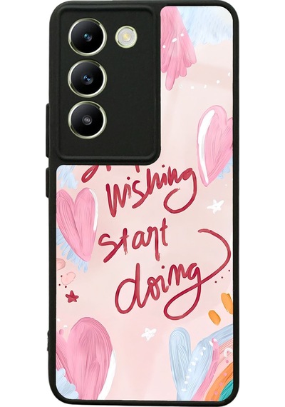 Vivo V30 Lite Pembe Motto Tasarımlı Glossy Telefon Kılıfı Çok Renkli