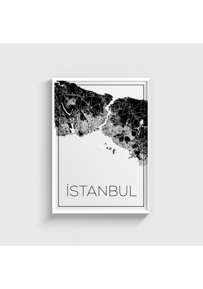 İstanbul Şehir Haritası Tablo Çerçeveli Poster Duvar Dekorasyonu Beyaz Çerçeveli Tablo Beyaz Çerçeveli Tablo Dn11d170beyaz
