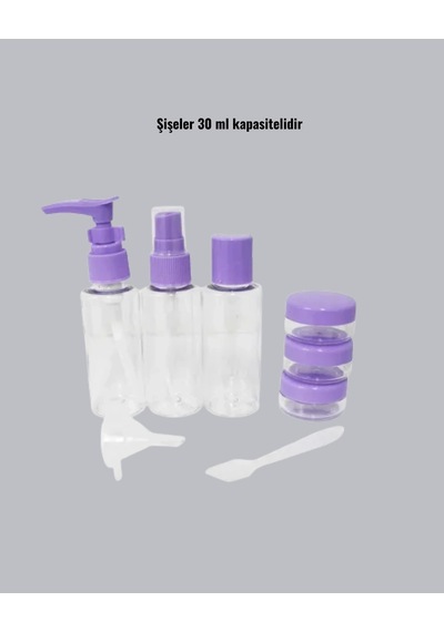Hubrendy Tekno Seyahat Banyo Seti 5 Parça Şeffaf Taşıma Çantalı 30 Ml