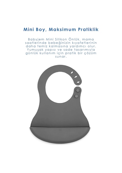 Babyjem Mini Silikon Mama Önlüğü Gri