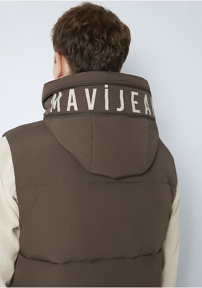 Mavi - Mavi Jeans Detaylı Kapüşonlu Yeşil Şişme Yelek 0110759-71541 Kahverengi