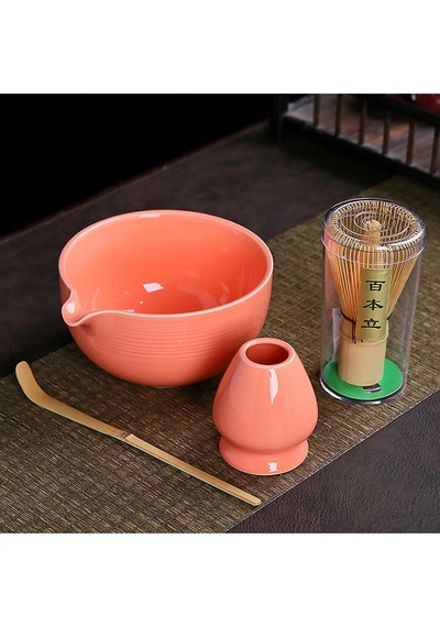 Matcha Seti, Matcha Çırpıcısı Chasen , Whisk Tutucu, Matcha Kasesi Ve Geleneksel Bambu Ölçü Kaşığı