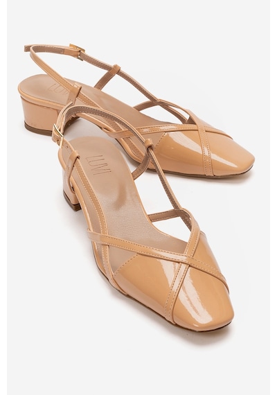 Luvishoes Olena Koyu Bej Rugan Kadın Topuklu Sandalet
