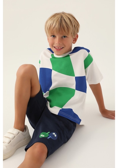 Rolypoly Geometic Krem Erkek Çocuk Bermuda Takım 5274-43125 Krem