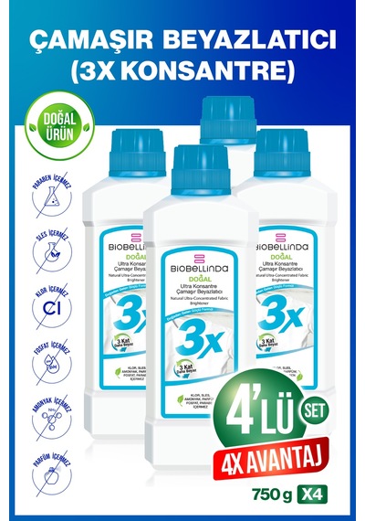 Ultra Konsantre Çamaşır Beyazlatıcı 3x 4 Lü Set Diğer