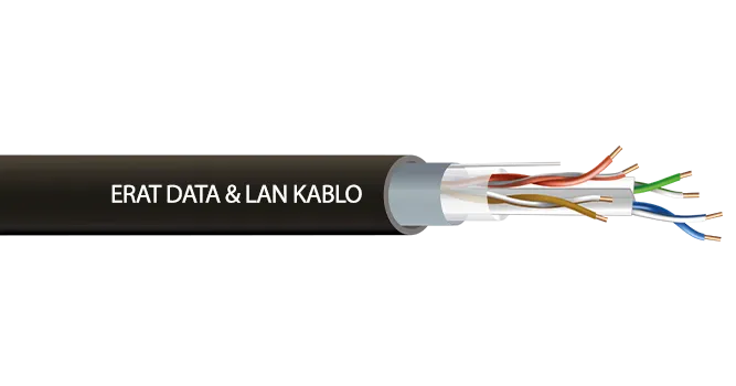 Erat Cat 6 F-ftp 23 Awg Outdoor Dış Ortam Kablosu 1000m Ahşap Makara Turuncu