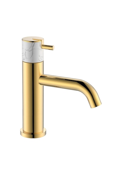 Fa-4012m Parlak Altın & Mermer Lavabo Bataryası Altın