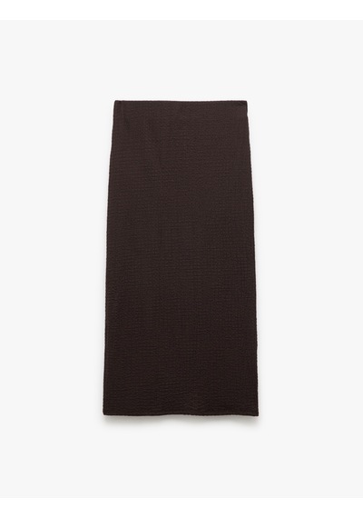 Koton Yüksek Bel Slim Fit Midi Kalem Etek Kahverengi 5sal70021ık Kahve