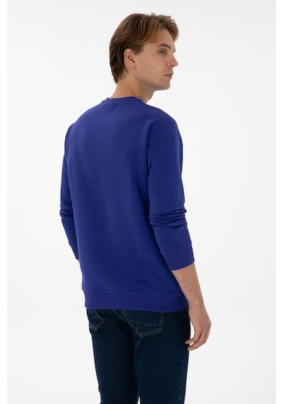 U.S. Polo Assn. Erkek Comfort Fit Bisiklet Yaka Şardonlu Mor Basic Sweatshirt 50313757-VR038