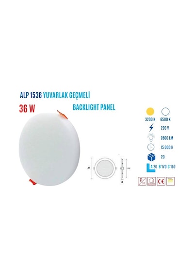 Ycl Alp-1536b 36w Geçmeli Backlight Yuv. Panel Byz