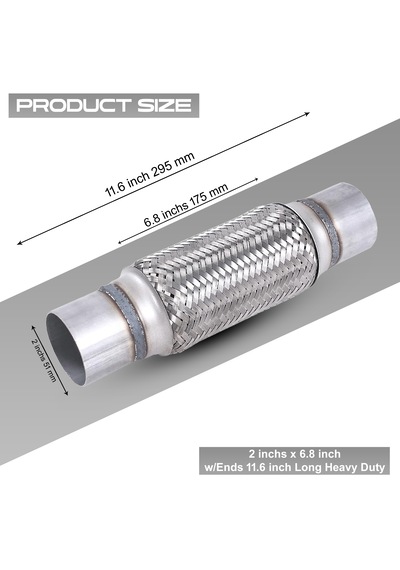 Egzoz Spiral Flex Borusu,51mmx 295mm Üniversal Tip, Paslanmaz Çe