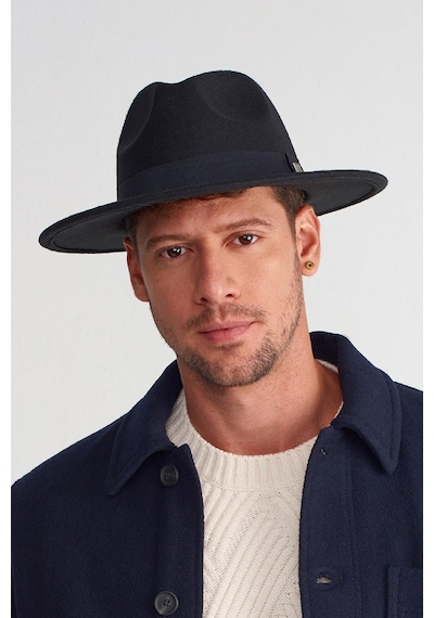 Külah Erkek Büyük Beden 60cm Siyah Fedora Şapka - Siyah