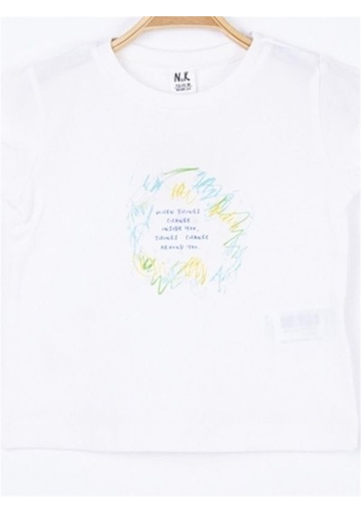 Nk Kids Kız Bebek Time Yazılı Pamuklu Tshirt-11896 Ekru