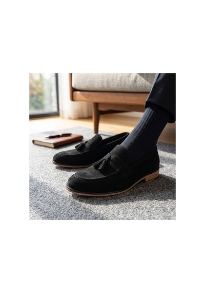 Rayvora Erkek Süet Deri Püsküllü Termo Taban Garson Boy Klasik Ayakkabı Kundura Loafer Casual Siyah Süet Rayvora Erkek Süet Deri Püsküllü Termo Taban Garson Boy Klasik Ayakkabı Kundura Loafer Casual Siyah Süet