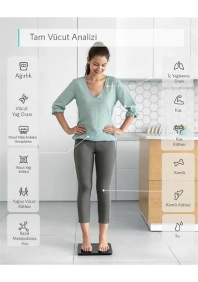 Techfit 1073 Dijital Baskül Yağ Su Kas Vücut Kitle Endeksi Ölçer Tartı