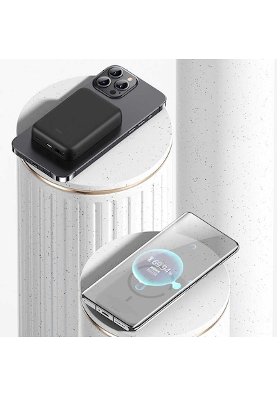 Benks MP03 10000 mAh Magsafe Magnetic Powerbank 10W Kablosuz Taşınabilir Hızlı Şarj Cihazı - ZORE-219875 Beyaz